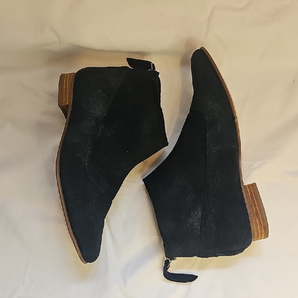 Clarks Black Suede Ankle Booties with V-Opening